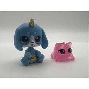 Zuru Rainbocorns Puppy Blue Bobble Head & Glitzy Pink Cat Plastic Toy Figure Lot